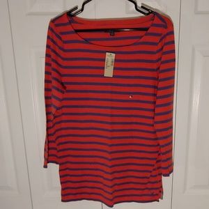 American Eagle 3/4 Sleeve Striped Boatneck Top
